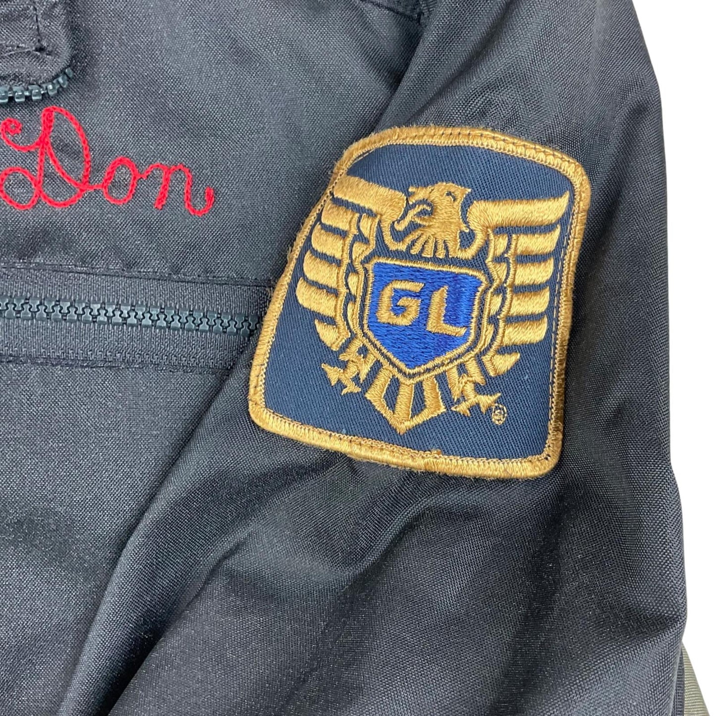 VTG USA HONDA MOTORCYCLE HONDALINE BOMBER JACKET EARLY WARNING FABRIC BIKE L 42"