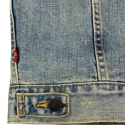 VTG LEVIS 10180 PINK FLANNEL LINED TYPE 3 TRUCKER DENIM JACKET  36” S