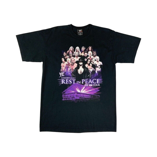 2009 Black WWE Undertaker's Rest In Peace Tour Double Sided Graphic T-Shirt XL
