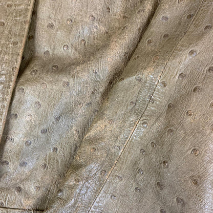 RARE VTG 1960s LADIES OSTRICH SKIN LEATHER COAT GREEN BEIGE MOD VGC SIZE 12 - 14