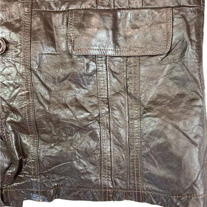 VTG 70s MONTGOMERY WARD SHERPA LINED BROWN LEATHER WESTERN JACKET COAT MOD 40” M