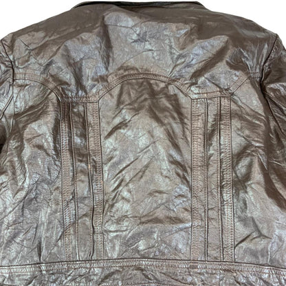 VTG 70s MONTGOMERY WARD SHERPA LINED BROWN LEATHER WESTERN JACKET COAT MOD 40” M