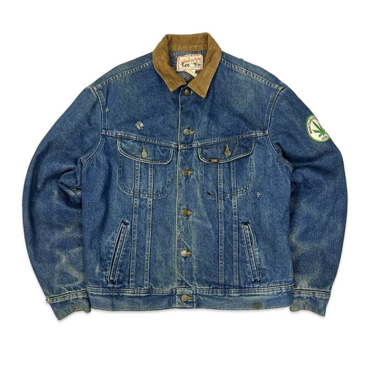 VTG 80S LEE STORM RIDER LINED DENIM JACKET V RARE 70s MARIJUANA PATCH  L 42”