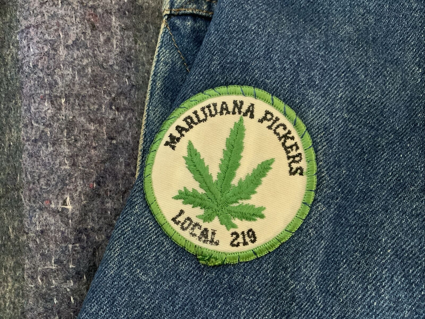 VTG 80S LEE STORM RIDER LINED DENIM JACKET V RARE 70s MARIJUANA PATCH  L 42”