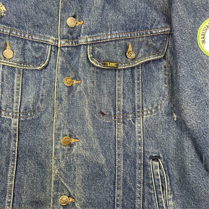 VTG 80S LEE STORM RIDER LINED DENIM JACKET V RARE 70s MARIJUANA PATCH  L 42”