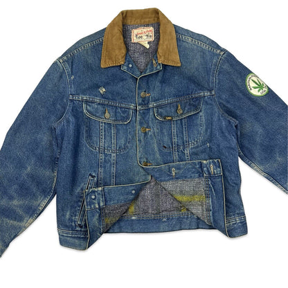 VTG 80S LEE STORM RIDER LINED DENIM JACKET V RARE 70s MARIJUANA PATCH  L 42”