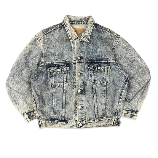 VTG 1980s ORANGE TAB ACID WASH LEVIS TYPE 3 TRUCKER DENIM JACKET 41 M