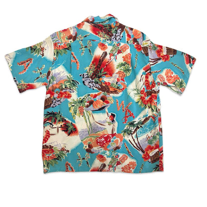 VTG BEAM TOKYO CREPE RAYON HAWAIIAN ALOHA SHIRT 50s SUNSURF TIKI ROCKABILLY S 38