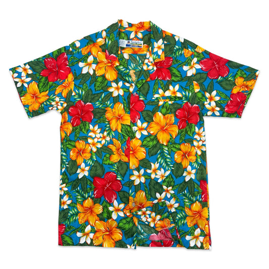 VTG SHORELINE HIBISCUS PRINT GENUINE HAWAIIAN ALOHA SHIRT TIKI ROCKABILLY M 40