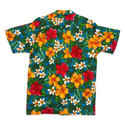 VTG SHORELINE HIBISCUS PRINT GENUINE HAWAIIAN ALOHA SHIRT TIKI ROCKABILLY M 40