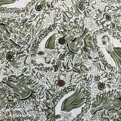 VTG KAMEHAMEHA RAYON HAWAIIAN ALOHA SHIRT 40s 50s TIKI ROCKABILLY S 36
