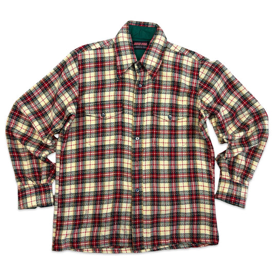 VTG USA NORTH TRAIL HEAVY WOOL SHIRT CHECK PLAID ROCKABILLY HOT ROD L 42” L