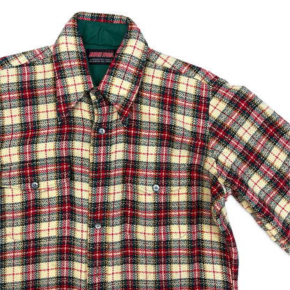 VTG USA NORTH TRAIL HEAVY WOOL SHIRT CHECK PLAID ROCKABILLY HOT ROD L 42” L