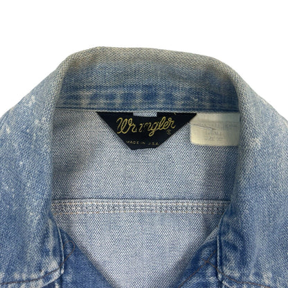 VTG 1970s USA MADE WRANGLER DENIM WESTERN JACKET V COOL BLEACH WASH S 38”