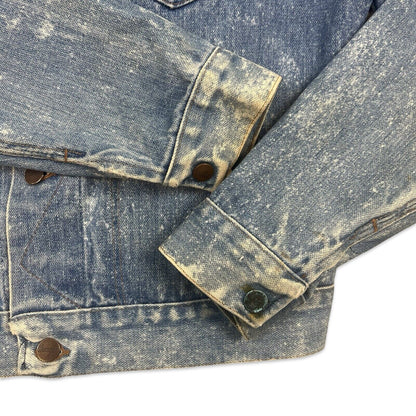 VTG 1970s USA MADE WRANGLER DENIM WESTERN JACKET V COOL BLEACH WASH S 38”