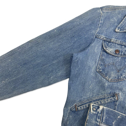 VTG 1970s USA MADE WRANGLER DENIM WESTERN JACKET V COOL BLEACH WASH S 38”