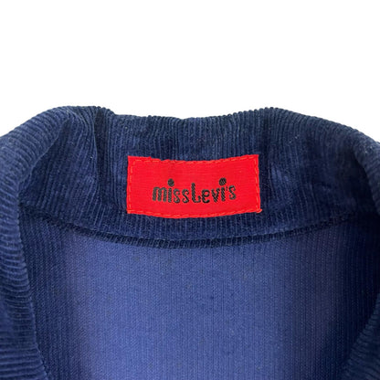 VTG 1970s MISS LEVIS BIG E BLACK/GOLD TAB CORDUROY SHIRT LARGE COLLARS 34” CHEST