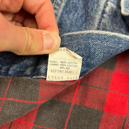 VTG 90s USA MADE LEVIS FLANEL LINED TYPE 3 TRUCKER DENIM JACKET ROCKABILLY S 38”