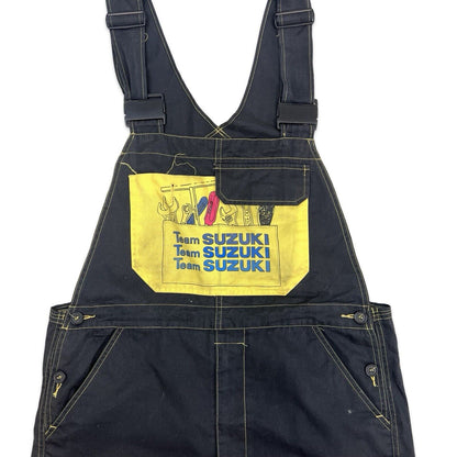VTG 1980s TEAM SUZUKI MOTORCYCLE RACING MECHANIC COTTON DUNGAREES JAPANESE 36”W