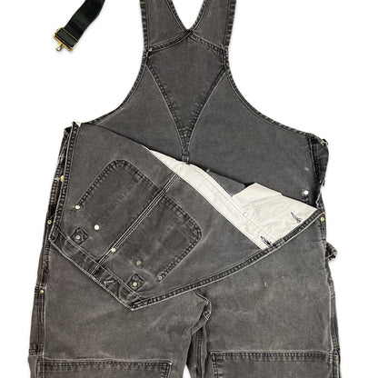 VTG USA CARHARTT FADED BLACK DUCK CANVAS DUNGAREES OVERALLS ROCKABILLY 39 W 28 L