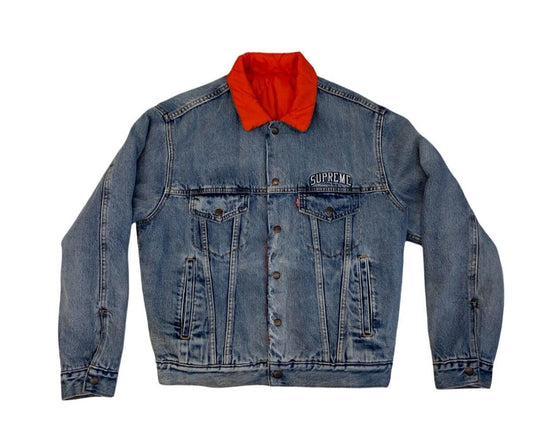 SUPREME LEVIS QUILTED REVERSIBLE DENIM TRUCKER JACKET SIZE S M