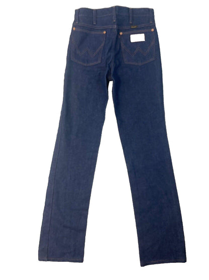 VTG 70s DEADSTOCK WRANGLER STIFF INDIGO JEANS SLIM BOOT CUT COWBOY 28W 34L