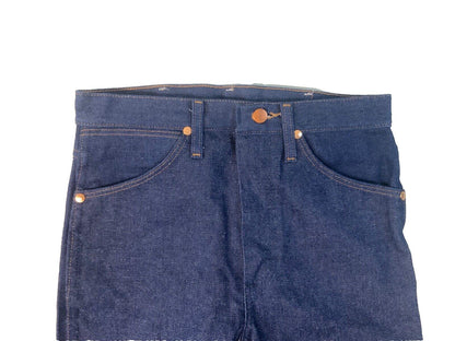 VTG 70s DEADSTOCK WRANGLER STIFF INDIGO JEANS SLIM BOOT CUT COWBOY 28W 34L