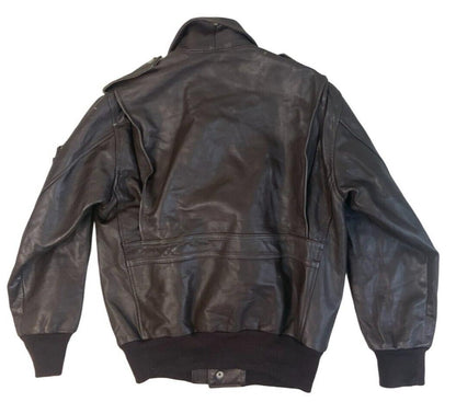 VTG A-2 USAF US MILITARY STYLE HEAVY BROWN LEATHER BOMBER JACKET ROCKABILLY S 36