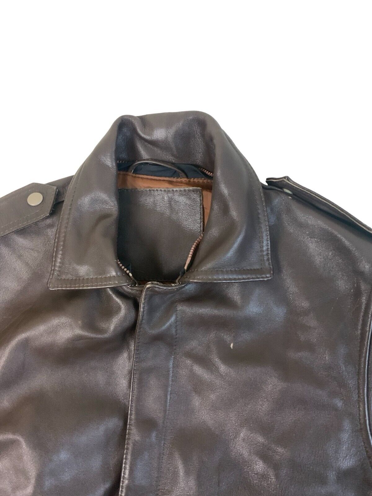 VTG A-2 USAF US MILITARY STYLE HEAVY BROWN LEATHER BOMBER JACKET ROCKABILLY S 36