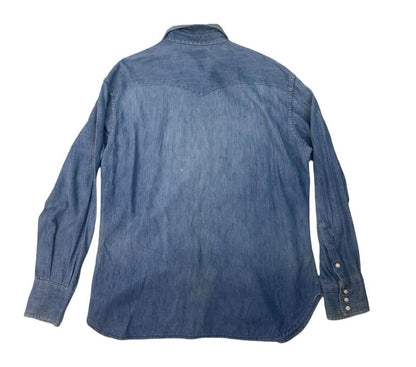 VTG EARLY 70S WRANGLER DENIM PEARL SNAP WESTERN SHIRT SINGLESTITCH TAILORED L 42