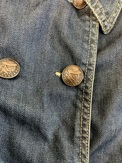 LADIES WRANGLER EYE CANDY SASSY LADY WESTERN DENIM JACKET DOUBLE BREASTED xS 34