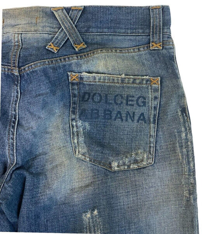 VINTAGE DOLCE AND GABBANA DISTRESSED STRAIGHT LEG JEANS MID BLUE WASH 38W 33L