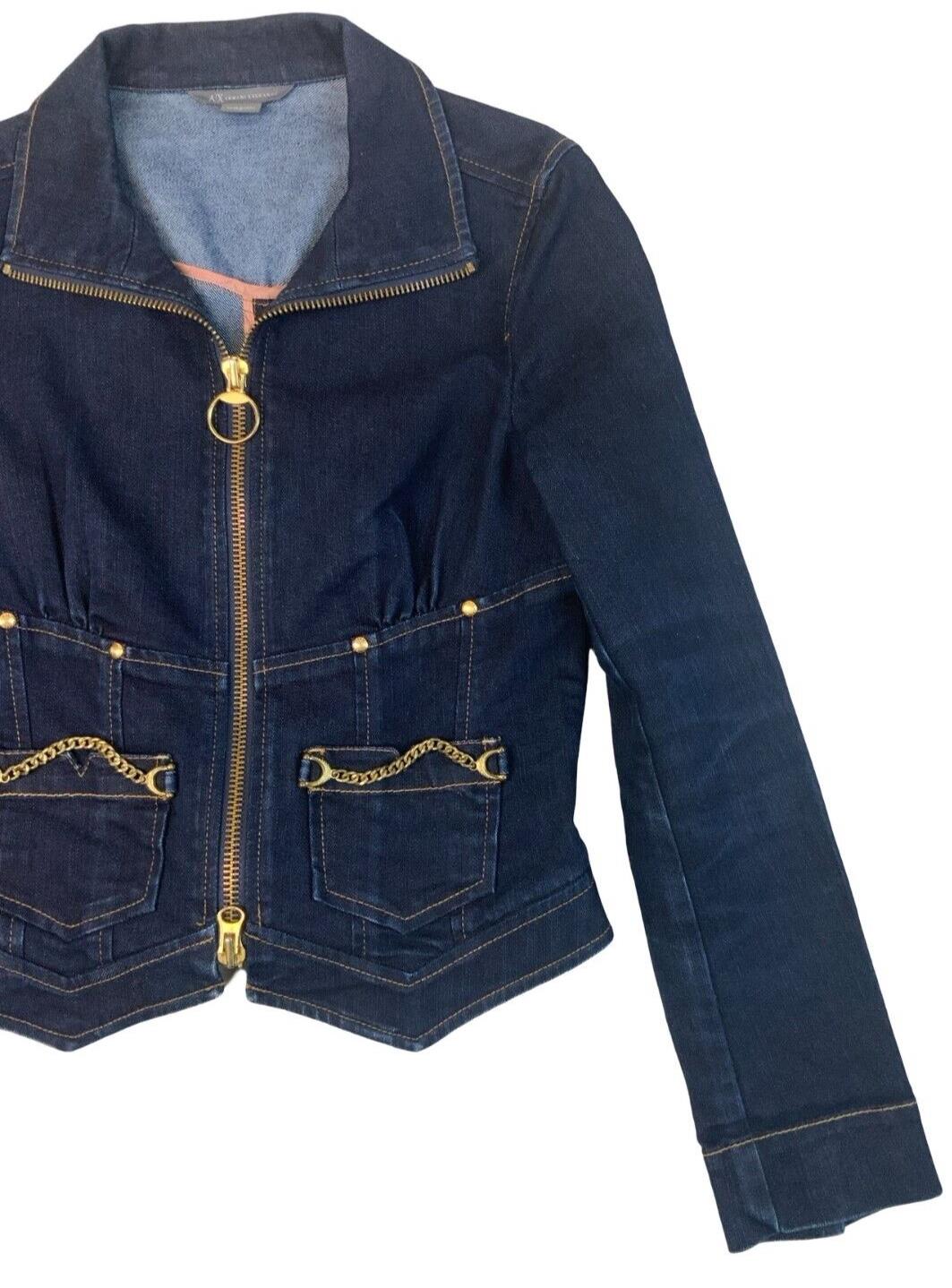 VINTAGE Y2K ARMANI EXCHANGE DENIM JACKET DARK BLUE NAVY SIZE SMALL