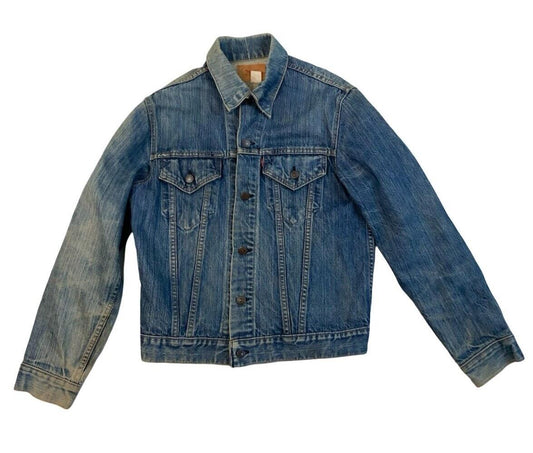 RARE VTG 70s USA MADE LEVIS RED TAB TYPE 3 TRUCKER DENIM JACKET MOD SKINS S 36”