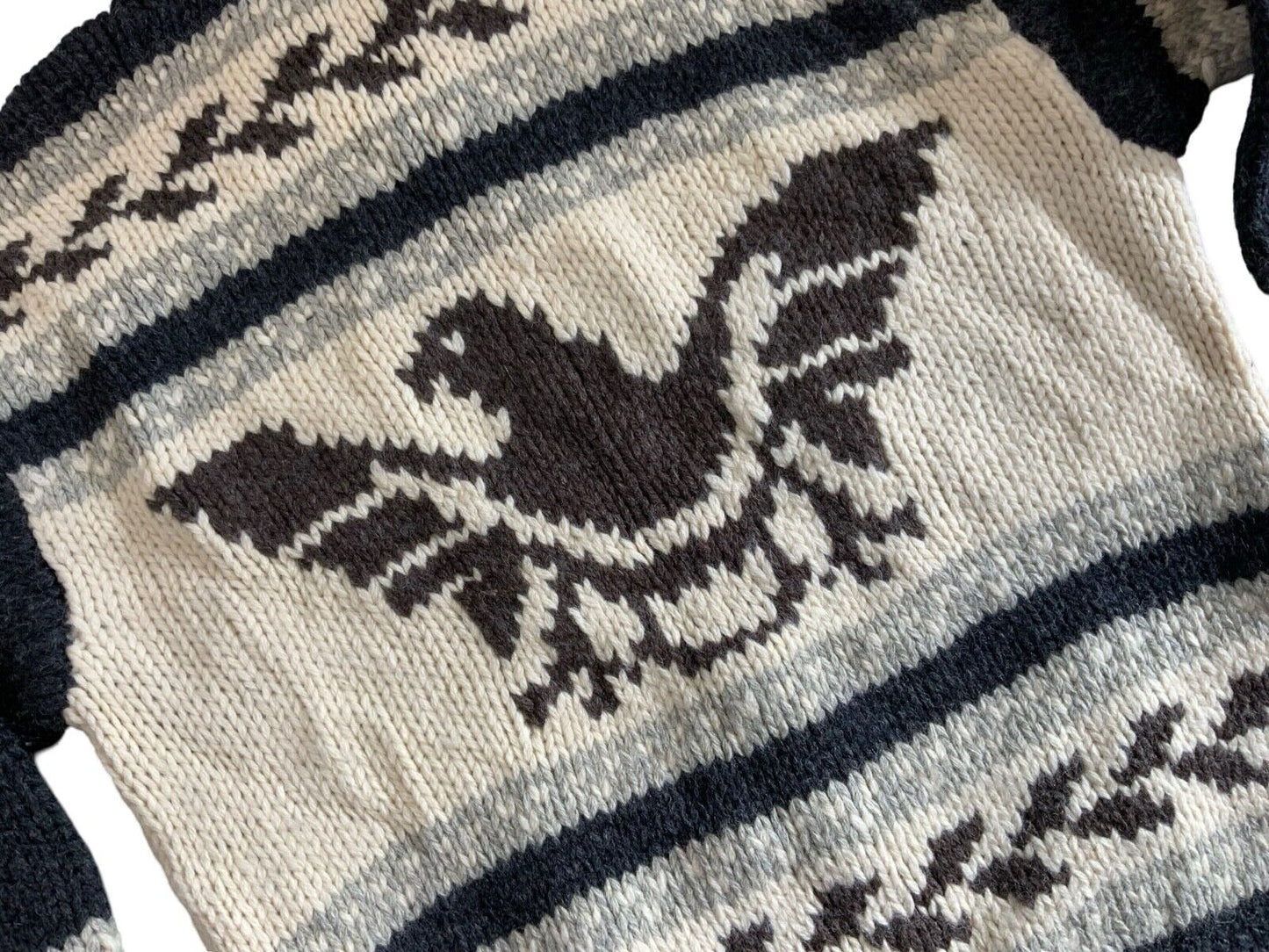 VTG NATIVE RALPH LAUREN CHAPS HAND KNIT COWICHAN CARDIGAN INDIAN ROCKABILLY M 40