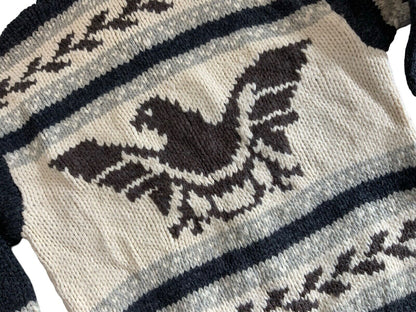 VTG NATIVE RALPH LAUREN CHAPS HAND KNIT COWICHAN CARDIGAN INDIAN ROCKABILLY M 40