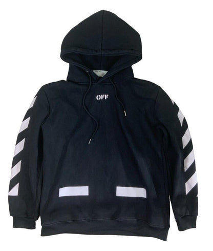 OFF WHITE MAIN LABEL BACK GRAPHIC PRINT BLACK HOODIE SIZE M