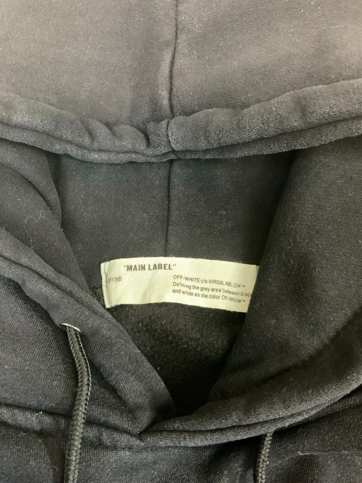 OFF WHITE MAIN LABEL BACK GRAPHIC PRINT BLACK HOODIE SIZE M