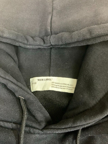 OFF WHITE MAIN LABEL BACK GRAPHIC PRINT BLACK HOODIE SIZE M