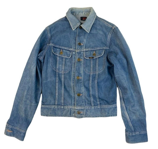 VTG 60s-EARLY 70s USA LEE RIDERS SANFORIZED DENIM JACKET COWBOY TRUCKER XS 34