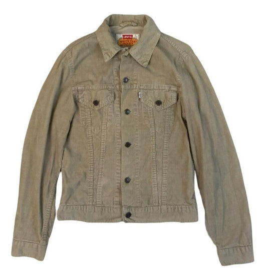 VTG 1990s LEVIS WHITE TAB BEIGE CORDUROY TYPE 3 TRUCKER JACKET MOD SKINS XS 34