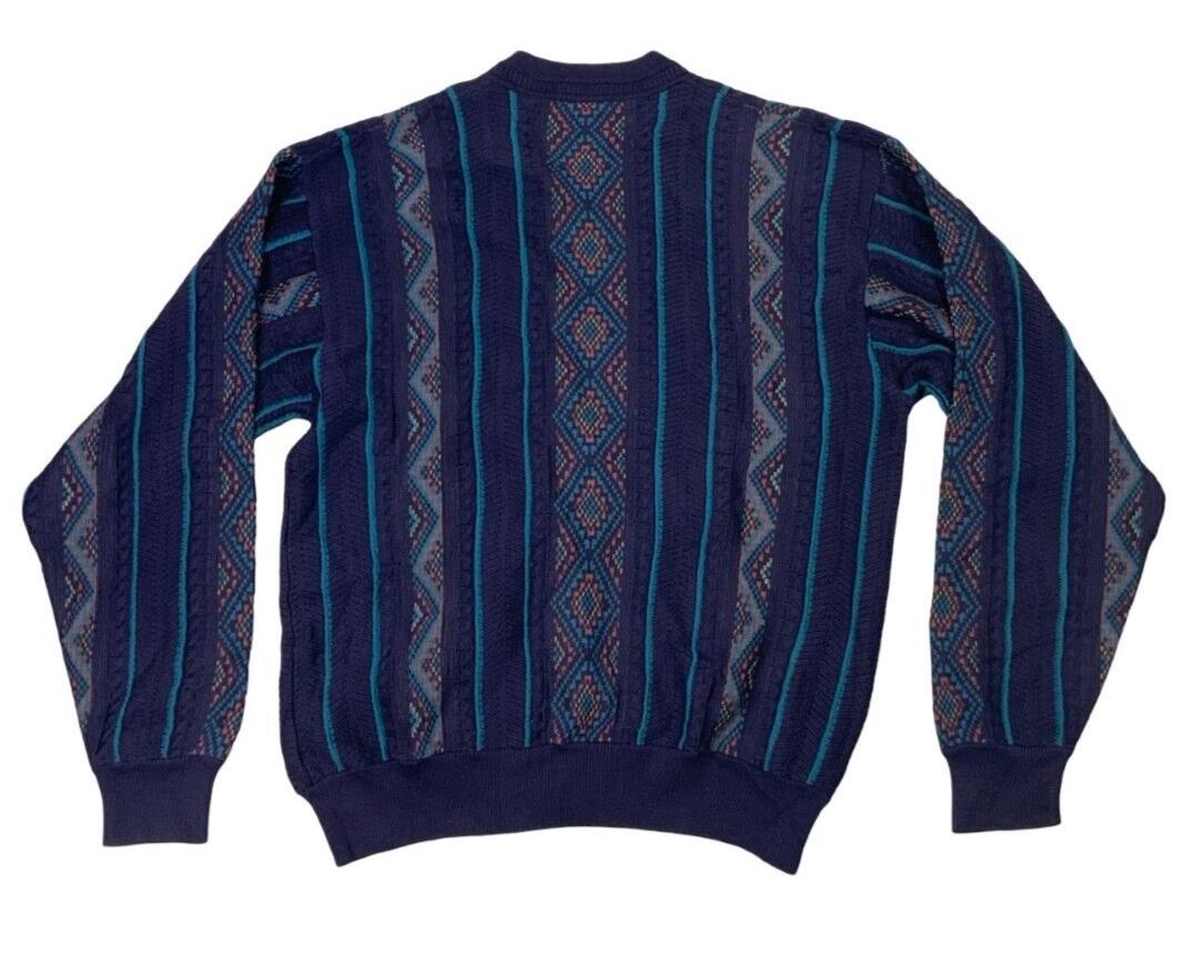 VTG 90s YVES SAINT LAURENT PURPLE BLUE V NECK CARDIGAN SIZE L