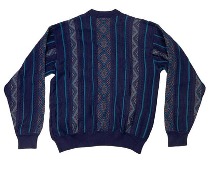 VTG 90s YVES SAINT LAURENT PURPLE BLUE V NECK CARDIGAN SIZE L