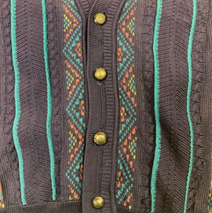 VTG 90s YVES SAINT LAURENT PURPLE BLUE V NECK CARDIGAN SIZE L