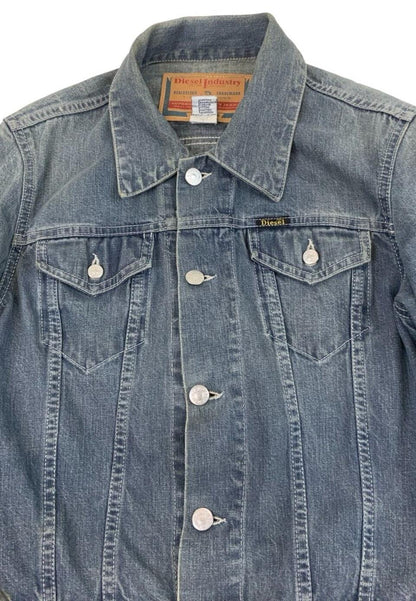 VTG 90s BLUE GREY DIESEL DENIM TRUCKER JACKET SIZE S