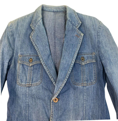 VTG 70s WRANGLER EQUIPMENTS MILITAIRES DENIM BLAZER TUXEDO JACKET VGC XS 34”