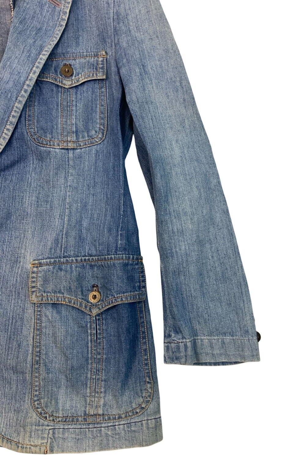 VTG 70s WRANGLER EQUIPMENTS MILITAIRES DENIM BLAZER TUXEDO JACKET VGC XS 34”