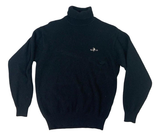 POLO CLUB RALPH LAUREN BLACK ROLL NECK KNIT JUMPER SIZE M