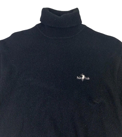 POLO CLUB RALPH LAUREN BLACK ROLL NECK KNIT JUMPER SIZE M