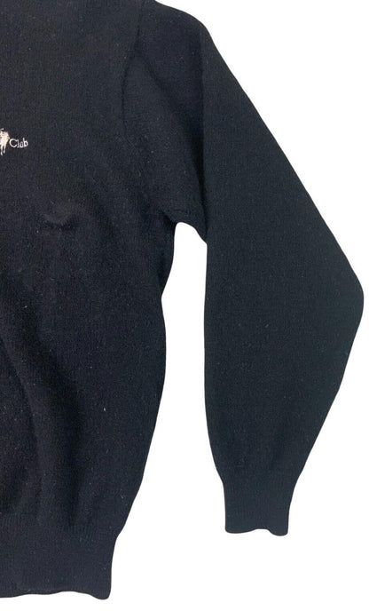 POLO CLUB RALPH LAUREN BLACK ROLL NECK KNIT JUMPER SIZE M